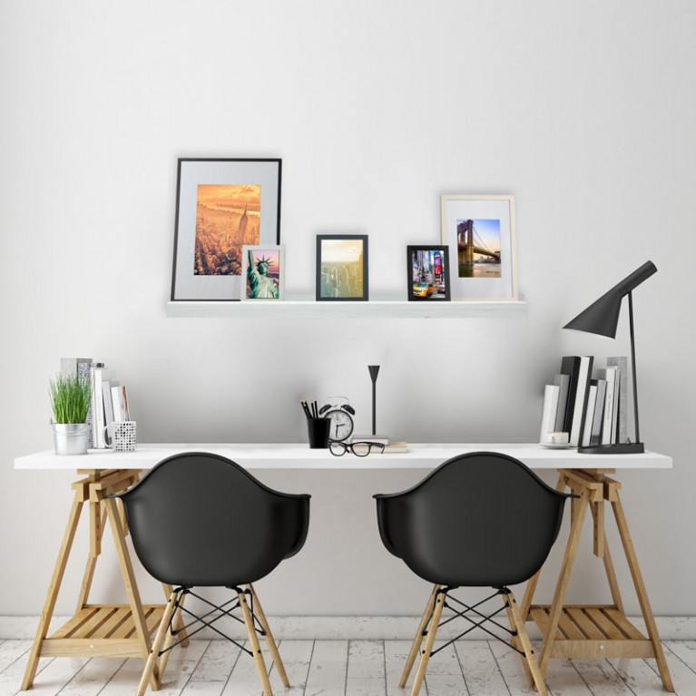 Foto Wandplank Steigerhout Wit 60cm