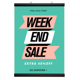 Posterklem Zwart 50 cm vooraanzicht